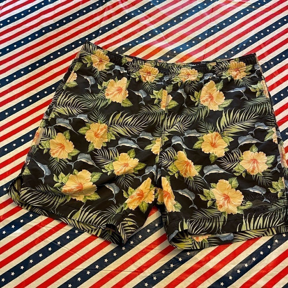 Tommy Bahama Marlin Floral Tropical Swim Trunks - Picture 3 of 13